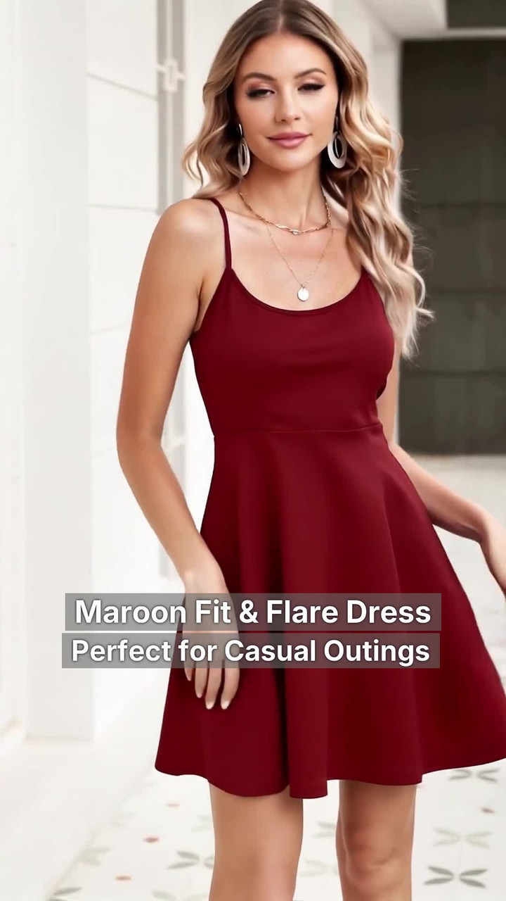 TIVANTE Women Fit and Flare Maroon Mini/Short Dress - Buy TIVANTE Women Fit  and Flare Maroon Mini/Short Dress Online at Best Prices in India |  Flipkart.com