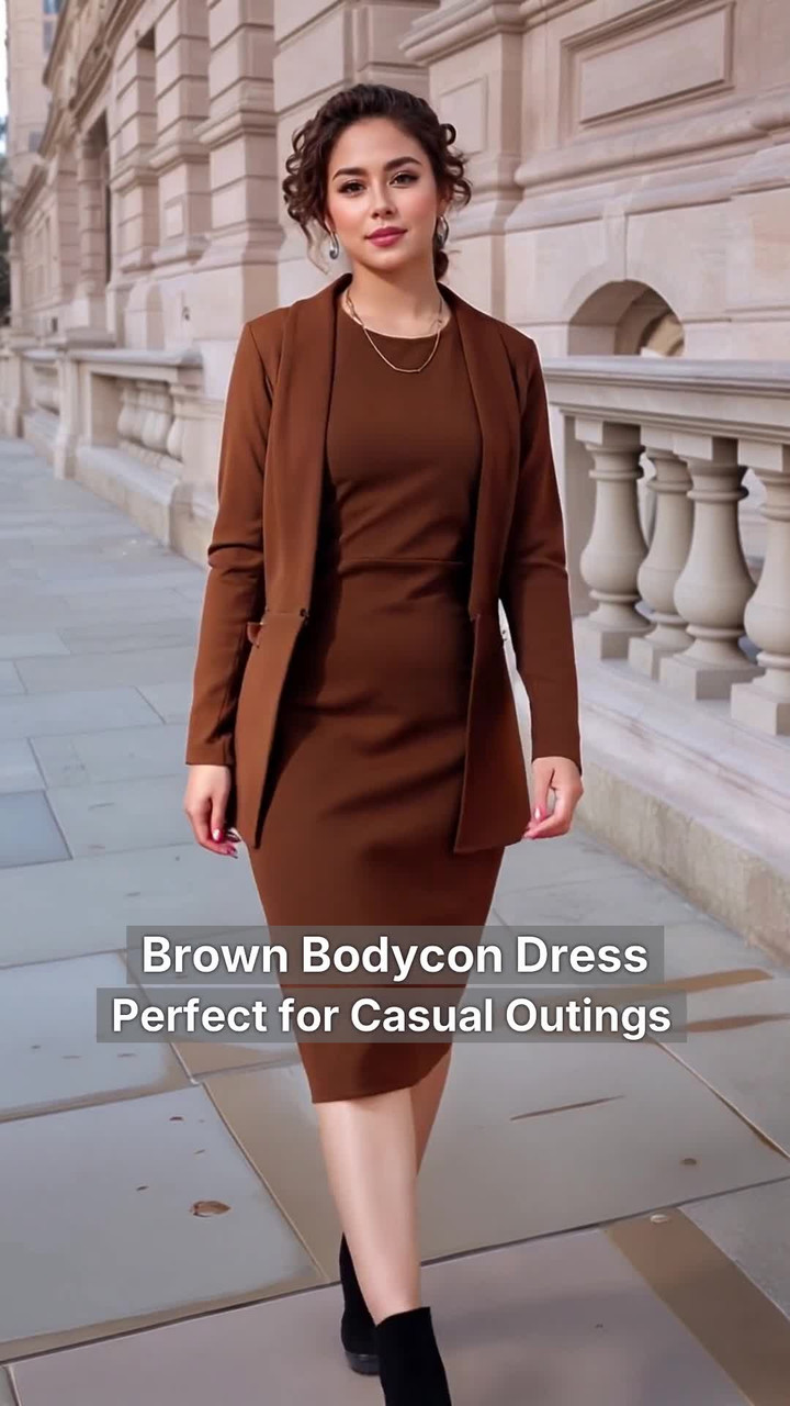 AA-HA! Women Bodycon Brown Below Knee Dress - Buy AA-HA! Women Bodycon Brown  Below Knee Dress Online at Best Prices in India