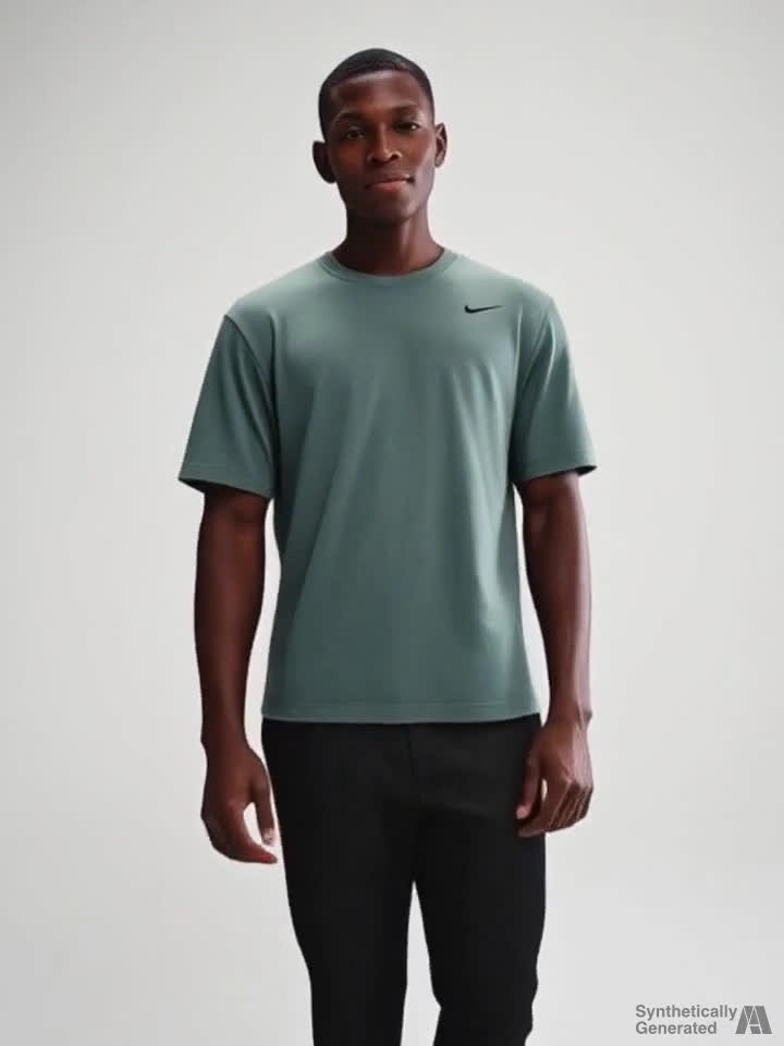 NIKE Solid Men Round Neck Green T-Shirt - Buy NIKE Solid Men Round