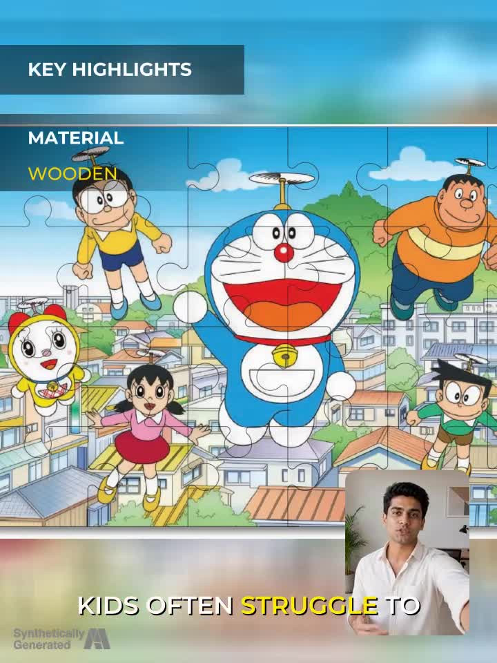 Khilonewale Wooden Doraemon Jigsaw Puzzle for Kids, 8x12 inch, Fun