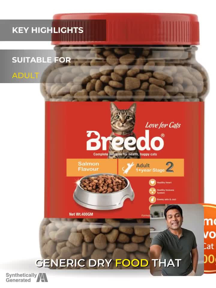 Breedo Ocean Fish Flavour Adult Dry Cat Food-400gm | Contains 41