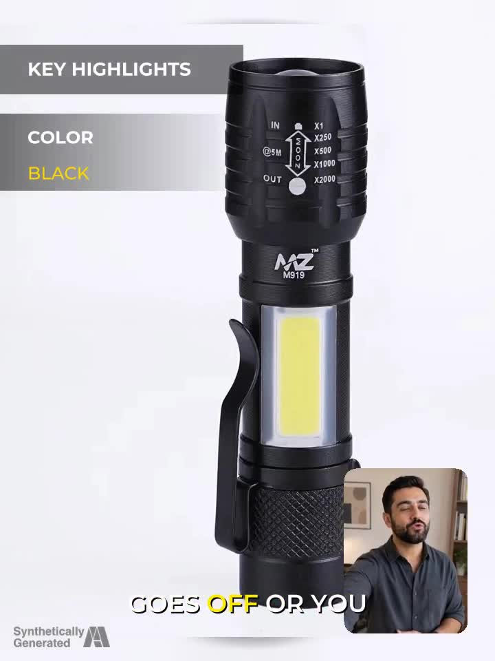MZ M919 (ZOOMABLE LED METAL ) with SOS Function, 25W Laser COB