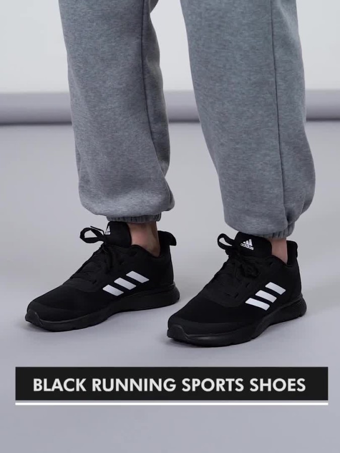 Adidas full sale black sports shoes