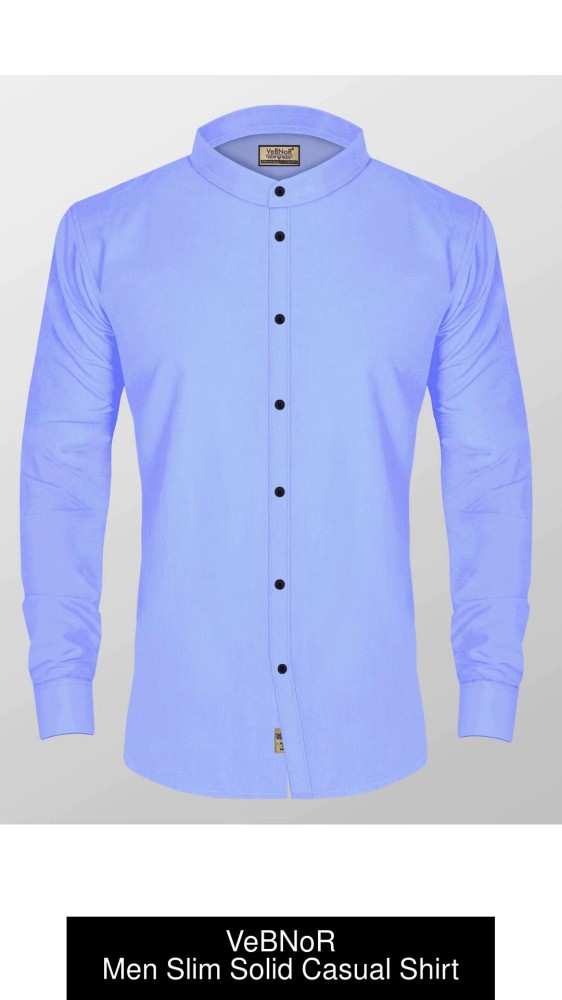 VeBNoR Men Solid Casual Light Blue Shirt - Buy VeBNoR Men Solid