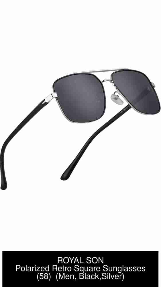 Buy ROYAL SON Retro Square Sunglasses Black, Silver For Men & Women Online  @ Best Prices in India