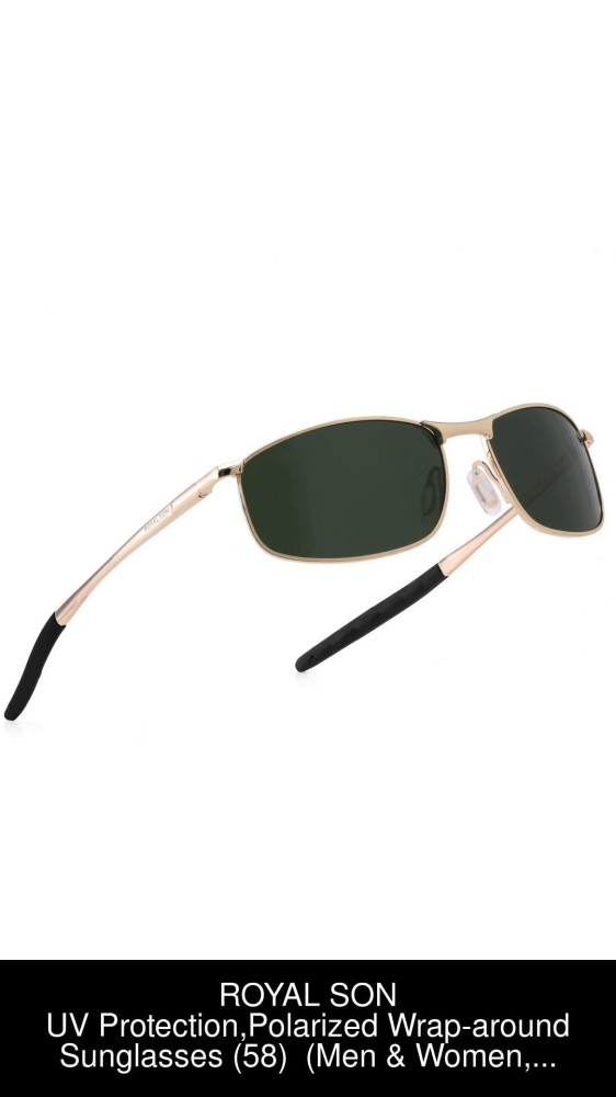 Royal Son Men Wrap Around Polarized UV Protection Sunglasses Black Lens  (Medium)-CHI00109-C1