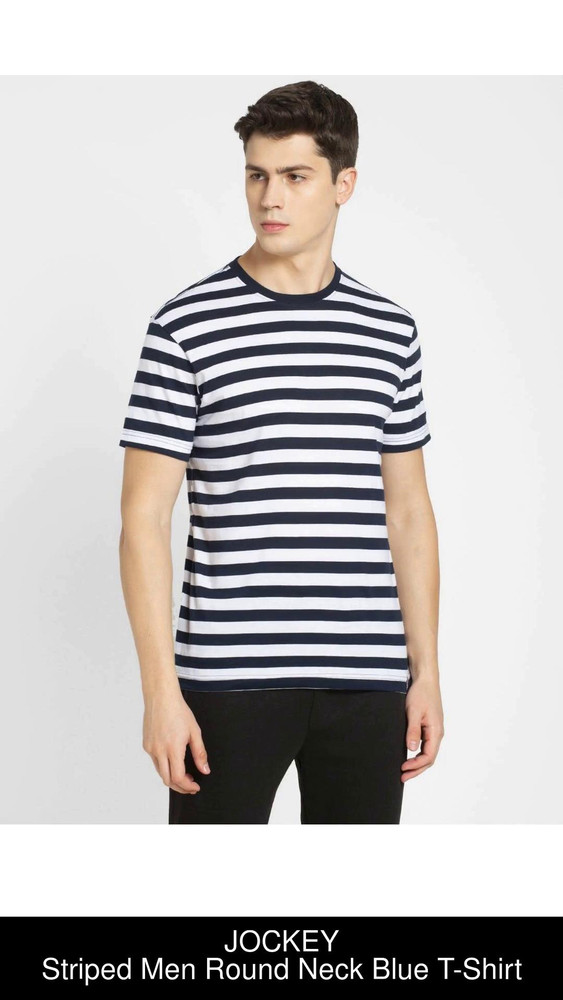 mens blue and white striped t shirt