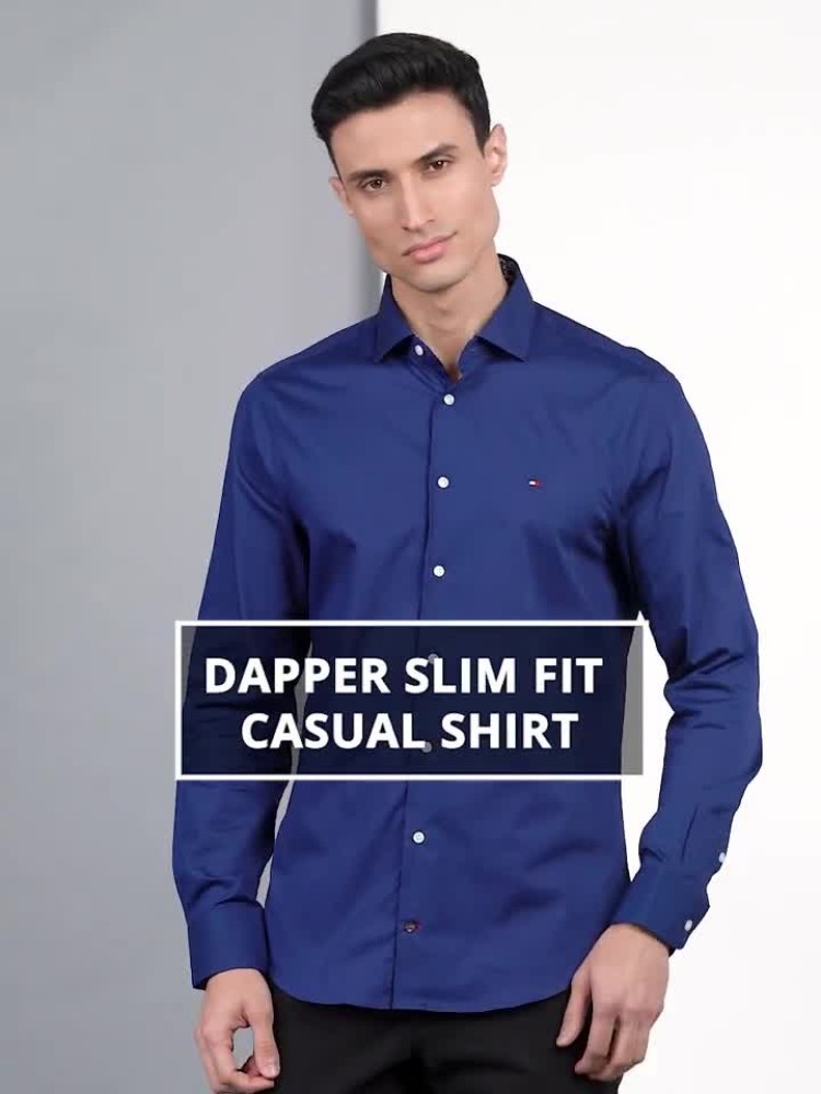 TOMMY HILFIGER Men Solid Casual Blue Shirt