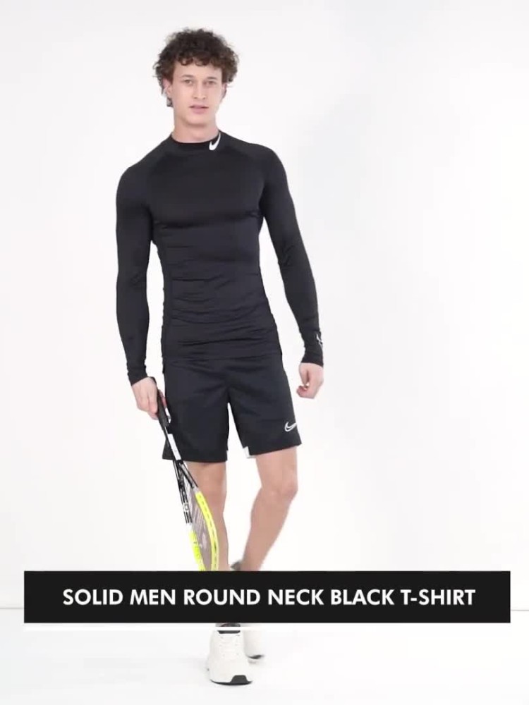 NIKE Solid Men Round Neck Black T-Shirt