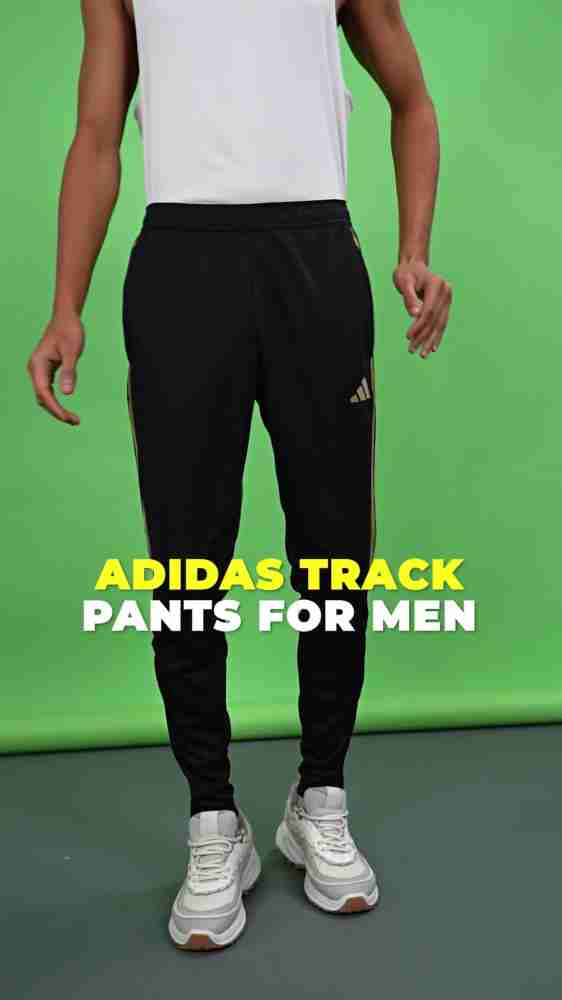 ADIDAS Striped Men Black Track Pants