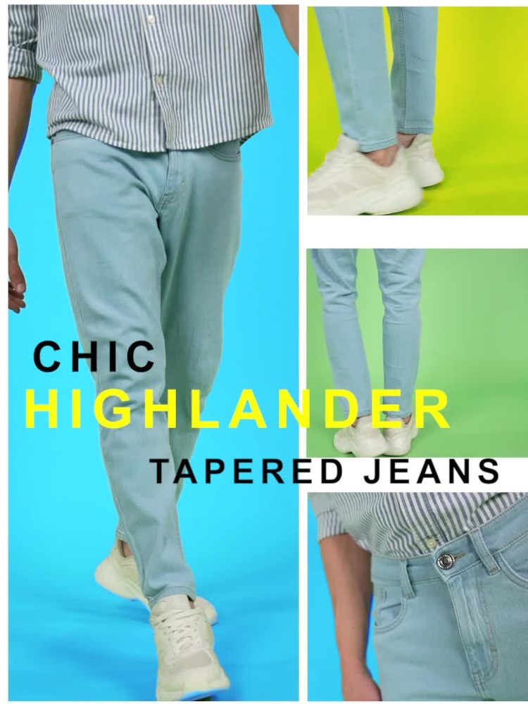 Buy Highlander Light Blue Tapered Fit Stretchable Jeans for Men