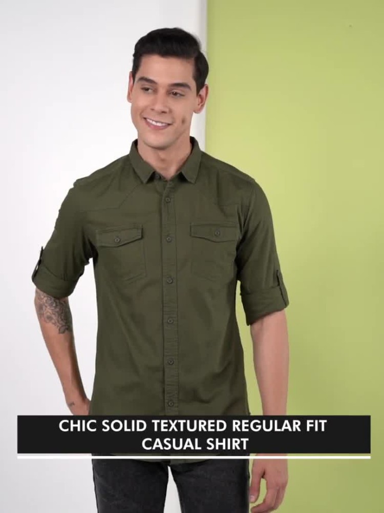 HERE&NOW Men Solid Casual Green Shirt - Buy HERE&NOW Men Solid Casual Green  Shirt Online at Best Prices in India