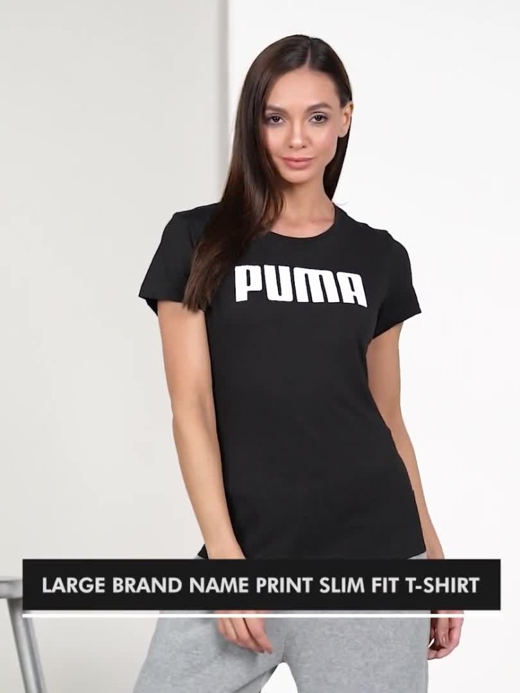 Buy PUMA Black Solid Regular Fit Polyester Cotton Womens Active