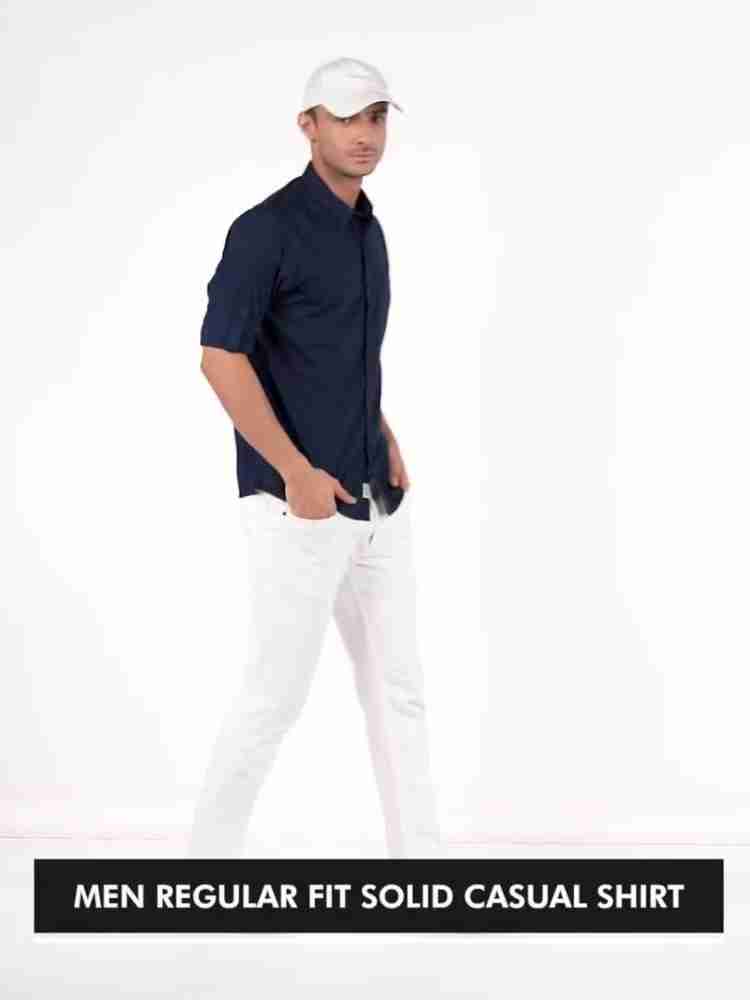 Roadster Men Solid Casual Blue Shirt - Buy Roadster Men Solid Casual Blue  Shirt Online at Best Prices in India