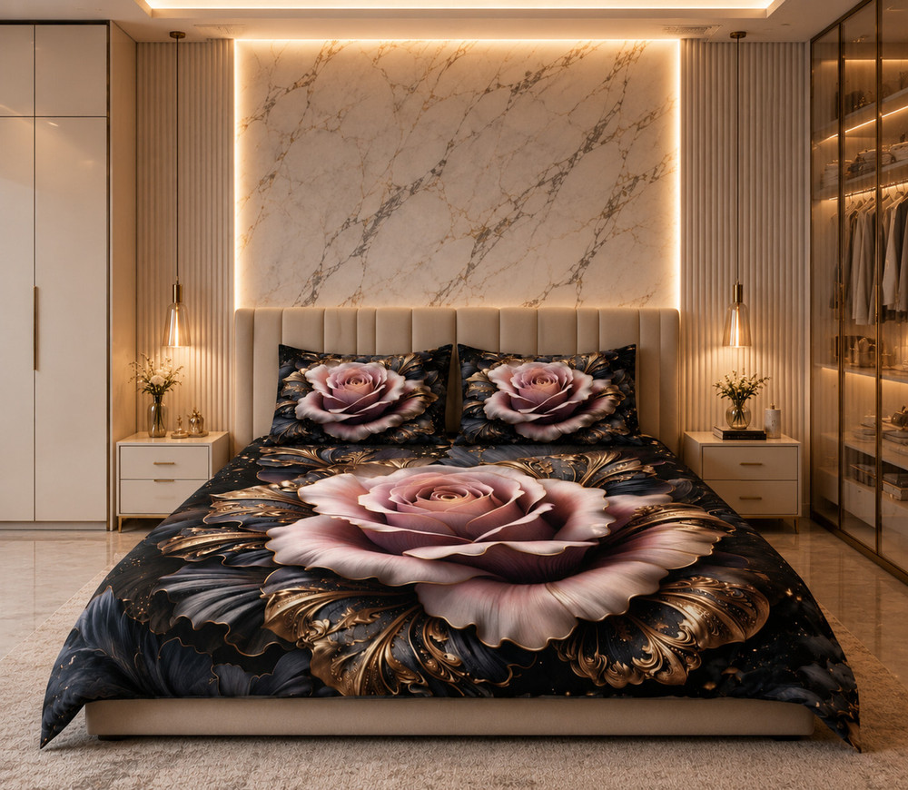 Grey Rose King Bedsheet — image 1 of 4