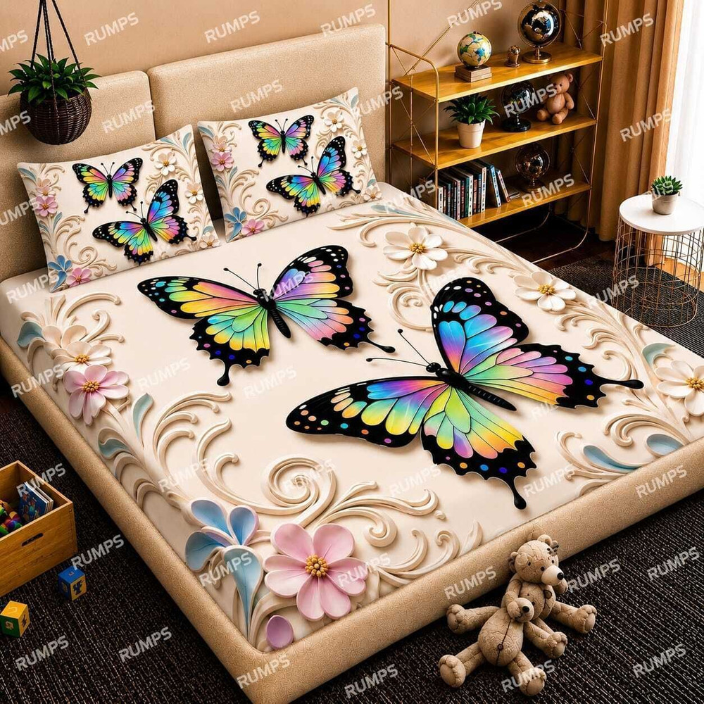 Black & White Butterfly King Bedsheet — image 1 of 3