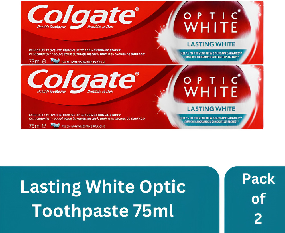 Colgate Optic White Lasting White (Pack of 2) 75ml Toothpaste - Buy ...