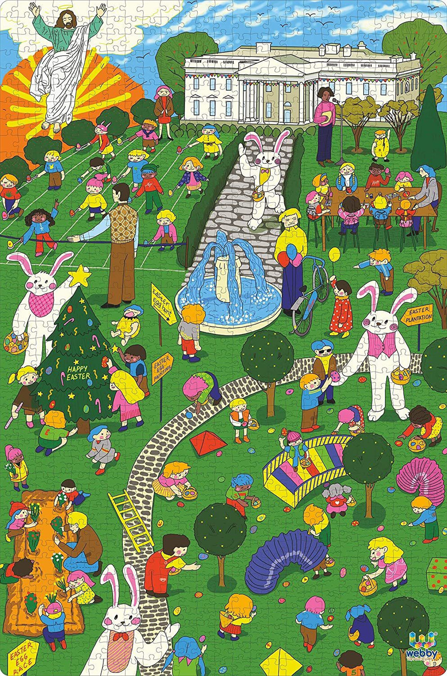 Webby Easter Celebration Illustration Wooden Jigsaw Puzzle, 1000 Pieces 1000 Pieces
