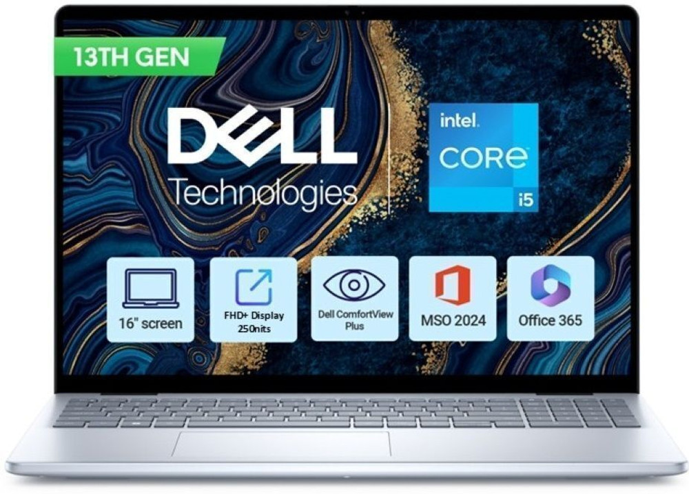 DELL Inspiron 16 Intel Core i5 13th Gen 1334U - (16 GB/512 GB SSD/Windows 11 Home) 5640 Laptop (16 Inch, Ice Blue, 1.87 Kg, With MS Office)