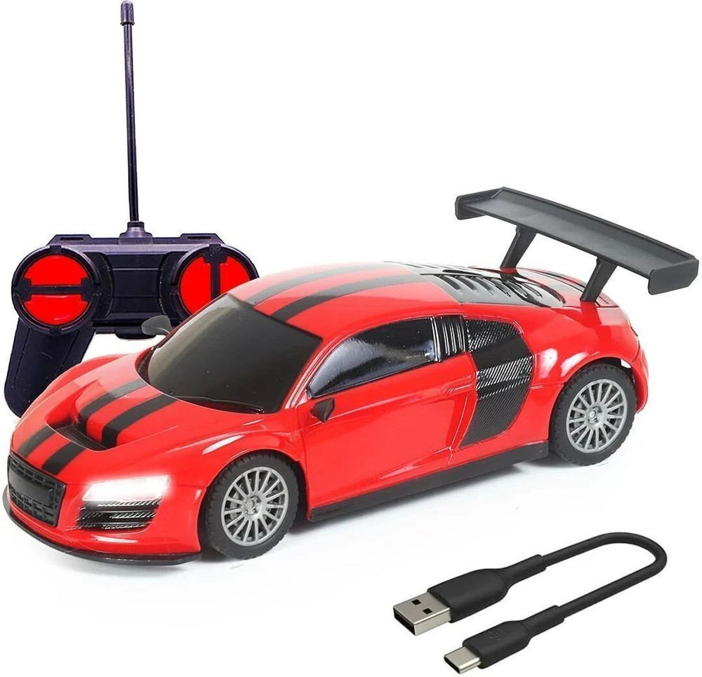 Wembley High Speed Mini 1:24 Scale Rechargeable Remote Control car with Lithium Battery (Red & Black)