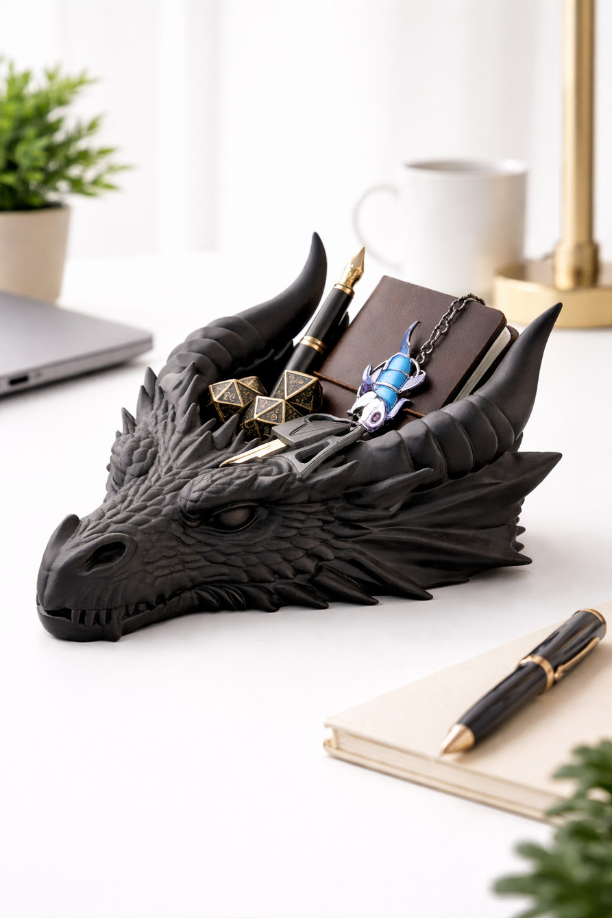 Dragon Head Storage Bow | 3D Printed Desk Tray for Home and Office thumbnail 2