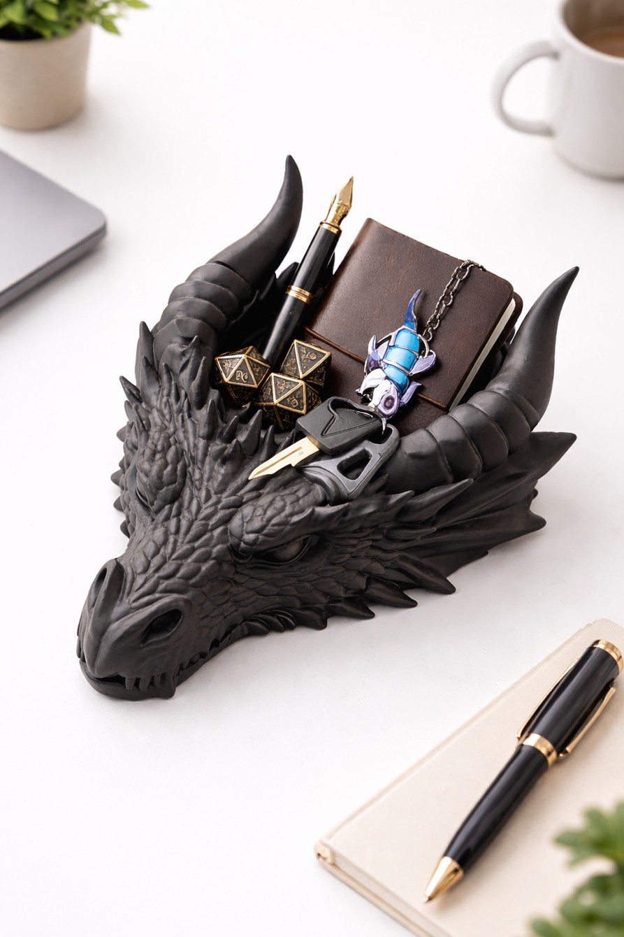 Dragon Head Storage Bow | 3D Printed Desk Tray for Home and Office thumbnail 3