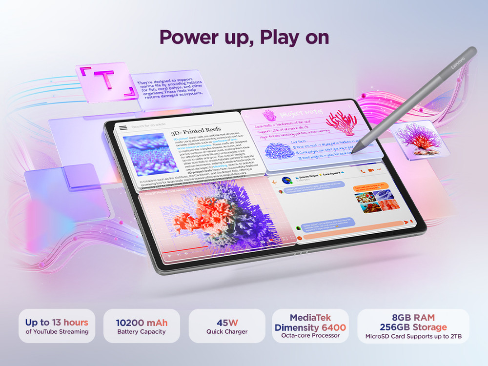 Storage R 6400 Lenovo Idea Tab Plus with Pen 8 GB RAM 256 GB ROM 12.1 inch with Wi-Fi+ ...