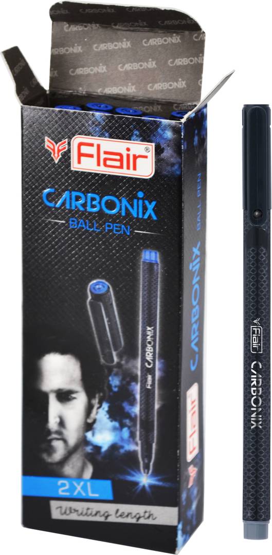 flair carbonix 0 7 mm ball pen box pack liquid ink smart grip extra smooth