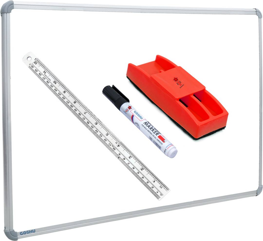 goshu non magnetic 2 feet x3 60 cm x 90 cm double sided white board chalk both side writing boards one marker reverse surface 2x3 feet pack 4 items white green
