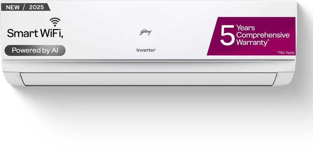 Godrej 2025 Model 1 Ton 3 Star Split Inverter with Wi-fi With 4 Way Air Swing and Pure Air Filter AC AC 1T EI 12TINV3R32 WYQ IOT, White