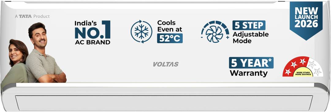 Voltas 2026 Model 1.5 Ton 3 Star Split Inverter AC 183INV CAN(4504114), White
