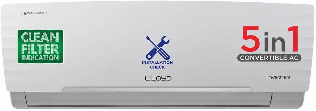 Lloyd 2025 Model 1.5 Ton 5 Star Split Inverter AC GLS18I5KWGGW, White