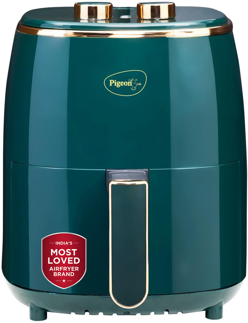 Pigeon Healthifry Manual with 360 High Speed Air Circulation Technology 1200 W with Non-Stick Basket - Green Air Fryer 4.2 L
