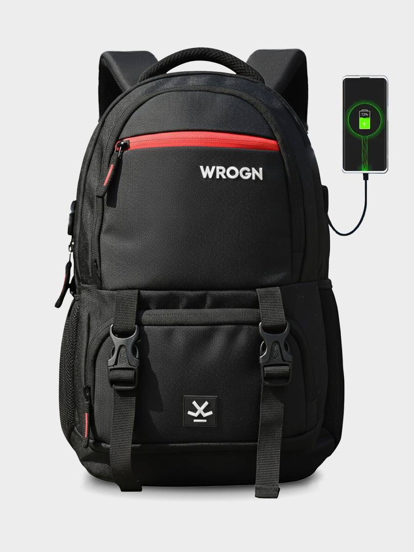 wrogn ashper unisex usb port rain cover 40 l laptop backpack