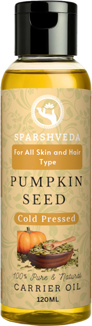 Sparshveda Pumpkin Seed Oil, Cold Pressed, 120ml, for Hair, Skin, Face Care & Massage (120 ml)