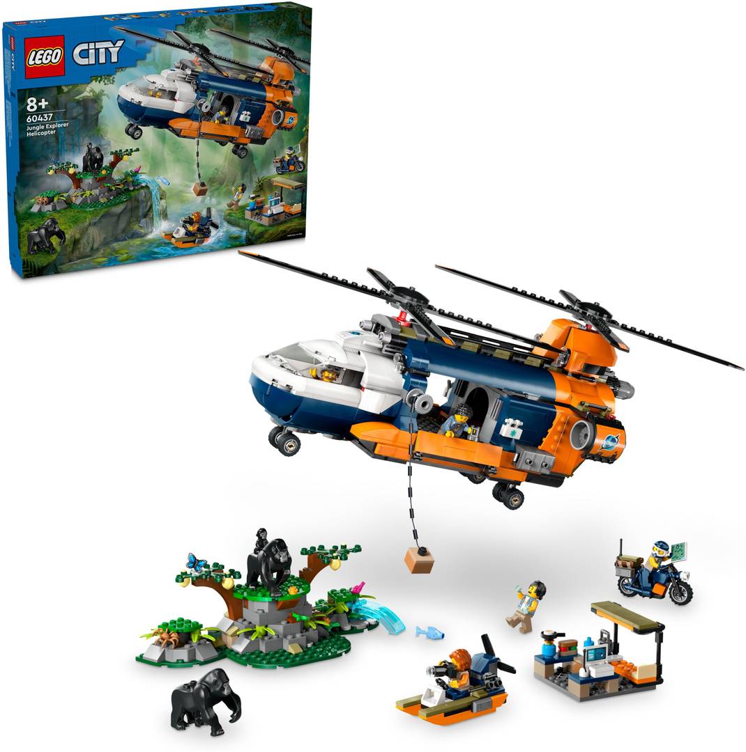 lego city jungle explorer helicopter base camp set 60437 881 blocks