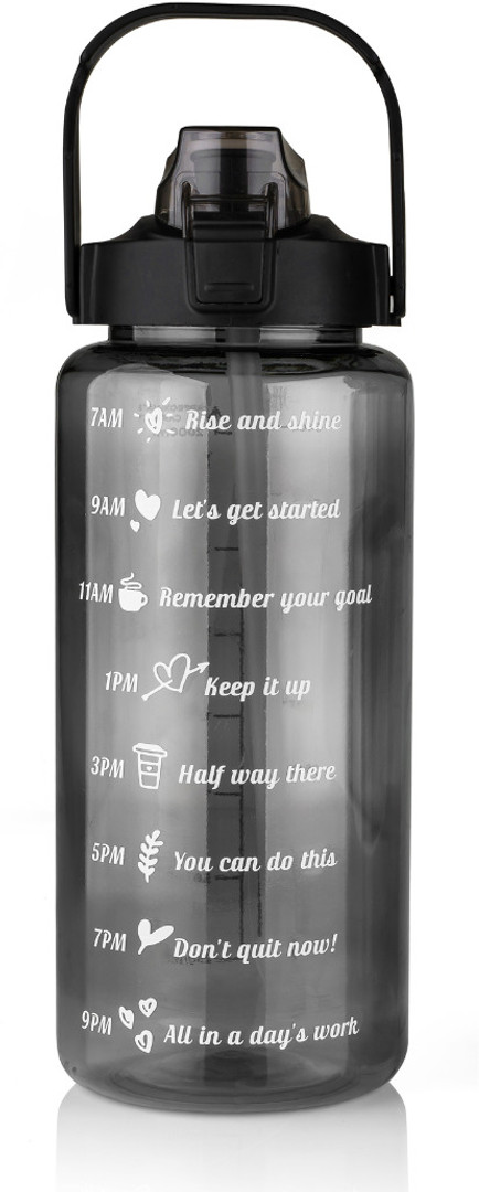 VENSWISE MOTIVATIONAL JUMBO 2OOOML WATER BOTTLE 2000 ml PET, Plastic Bottle Pack of 1, Black