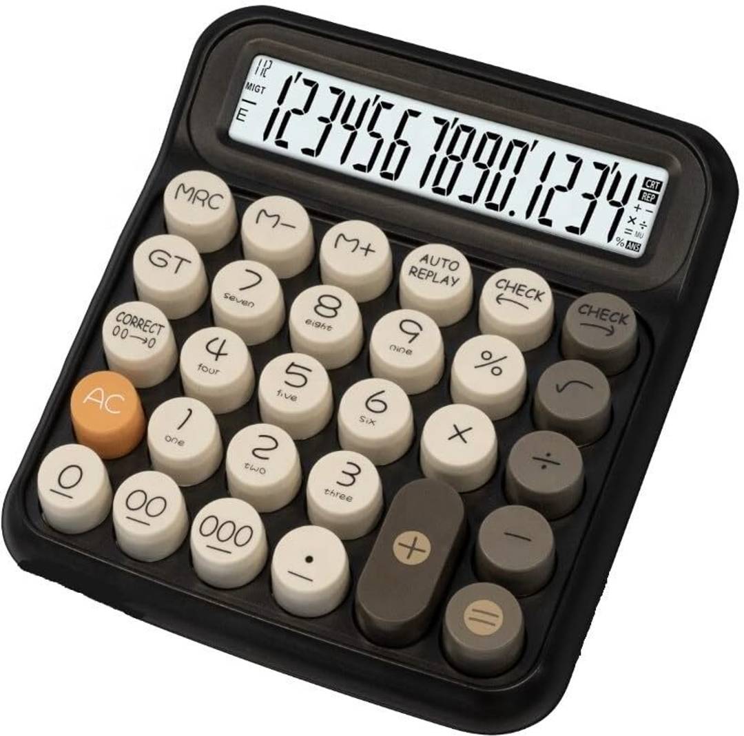 parspar stylish 14 digit mechanical desktop calculator large screen big buttons auto shut off functionperfect students teachers office desk accessories basic