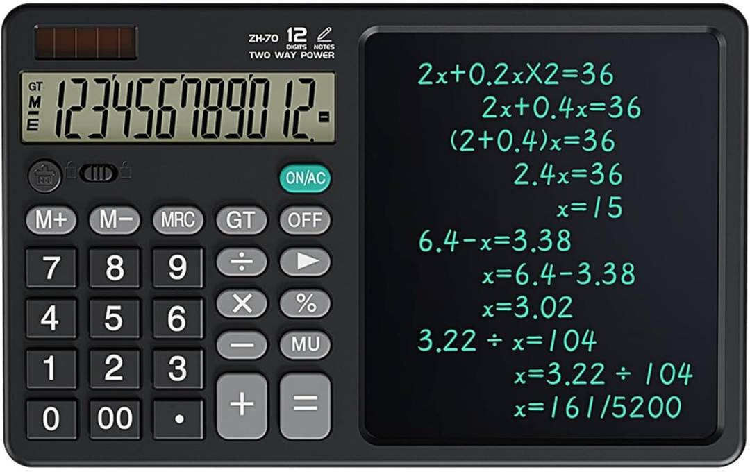 vattu 12 digits desktop calculator large hand writing lcd notepad solar power basic