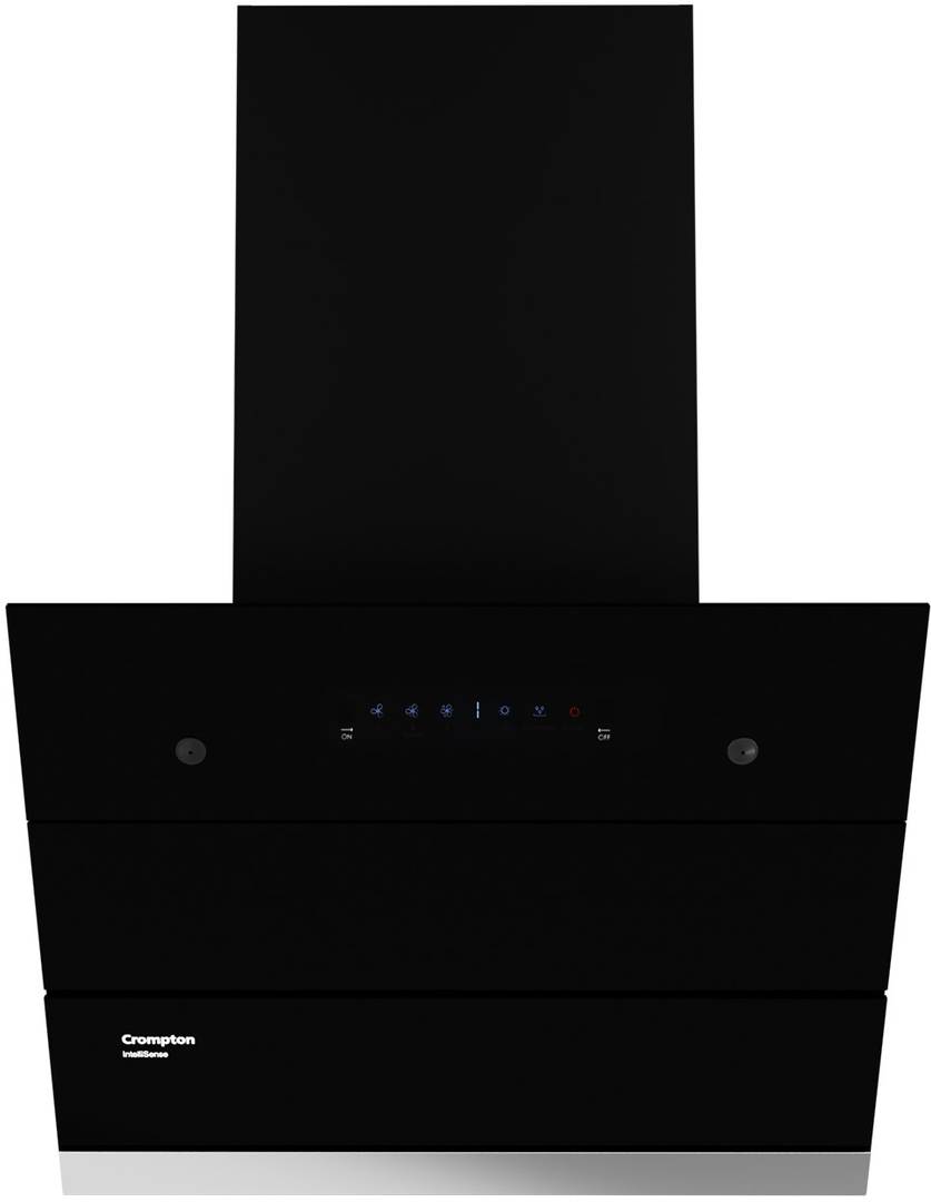 Crompton CHD-ISI60FLE-IND Auto Clean Intelli Sense 60cm|Slant Glass|Intelli Auto Clean|Low Noise Wall Mounted Black 1352 CMH Chimney Wall Mounted, Bla