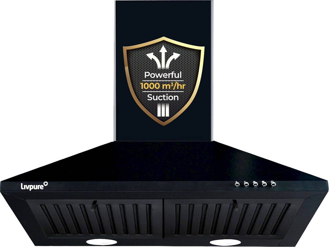 LIVPURE AIRIS-NEO-60 1000 CMH 60 cm Pyramid Shape 60 cm| 3 Layer Baffle Filter|Powerful suction | 5 Years Motor Warranty| Low Noise |LED Lamp | Push B