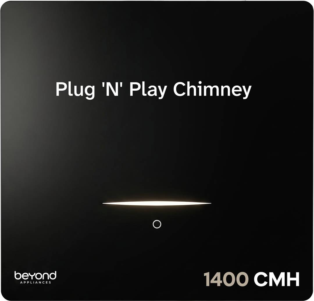 Beyond Appliances CUBE PLUG AND PLAY CHIMNEY 1400 CMH 60 cm | Auto Clean | 5-Stage Charcoal Activated Filter | Touch Control | 3-way Suction | 48dB Lo