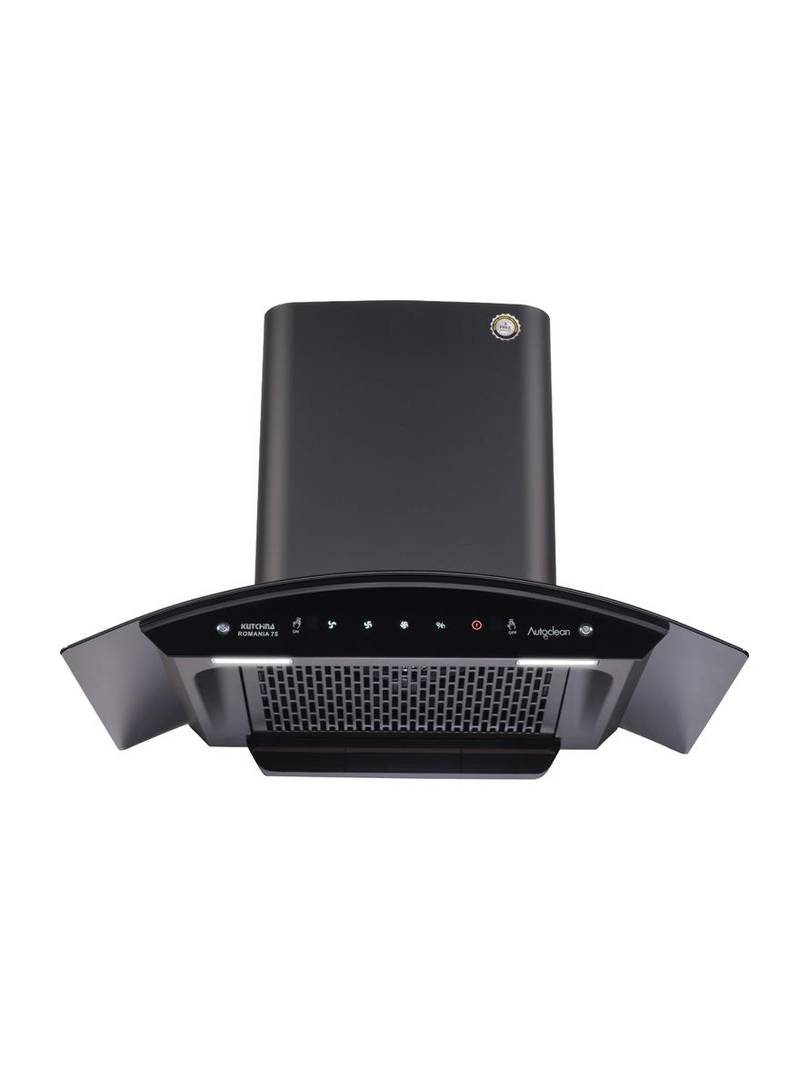 Kutchina Romania 75 1300 CMH 75 cm Motion Sensor Control Touch Control Auto Clean Powerful suction Low Noise Auto Clean Chimney Wall Mounted, black