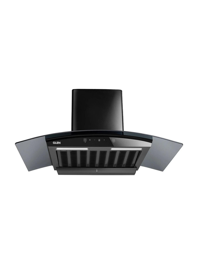 Glen ISPA AC BL 90 1200 1200 CMH 90 cm Curved Glass 90 cm|Digital Display|Touch & Gesture Control| Autoclean| Filterless|Powerful Suction | Low Noise 
