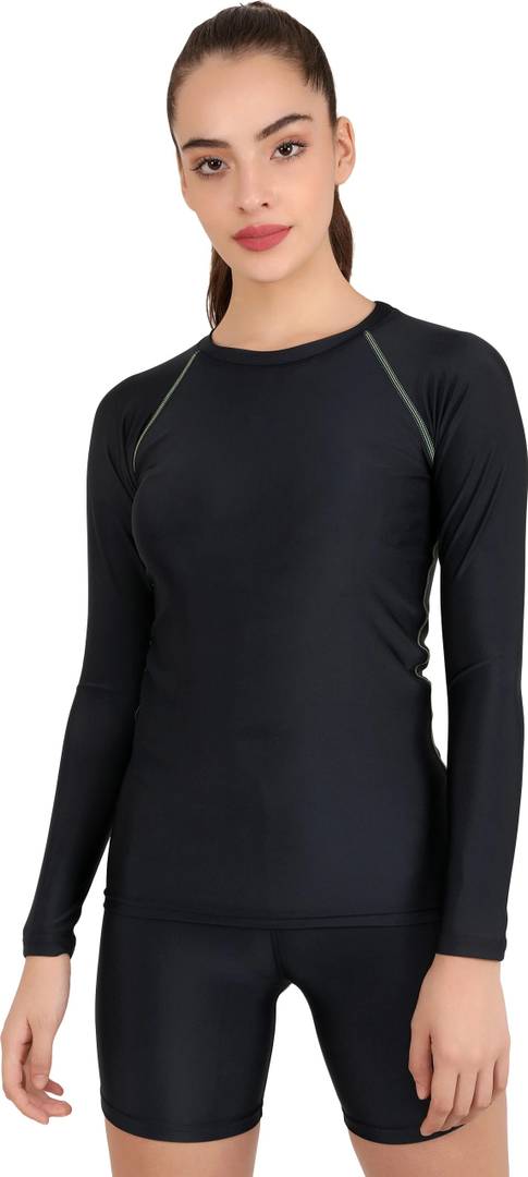 Kyk Solid Women Round Neck Black T-Shirt