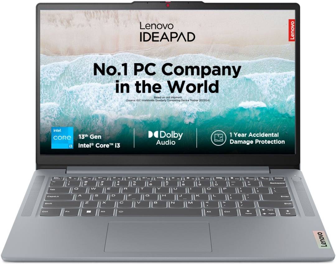 Lenovo IdeaPad Slim 3 Intel Core i3 13th Gen 1305U - (8 GB/512 GB SSD/Windows 11 Home) 14IRU8 Thin and Light Laptop 14 Inch, Arctic Grey, 1.37 Kg, Wit