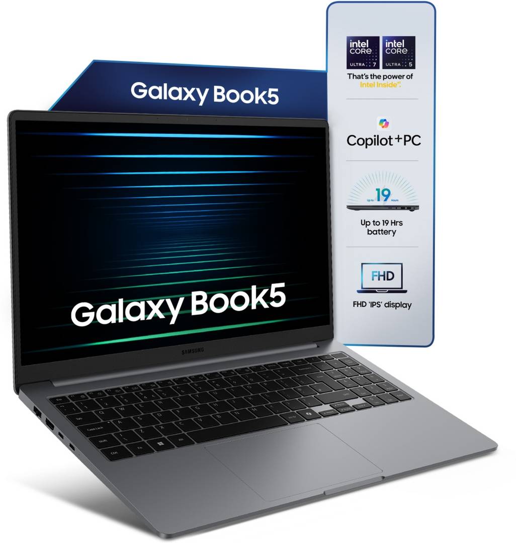Samsung Galaxy Book5 AI Metal Intel Core Ultra 5 225U - (16 GB/512 GB SSD/Windows 11 Home) NP750XHD Thin and Light Laptop 15.6 Inch, Gray, 1.55 Kg, Wi