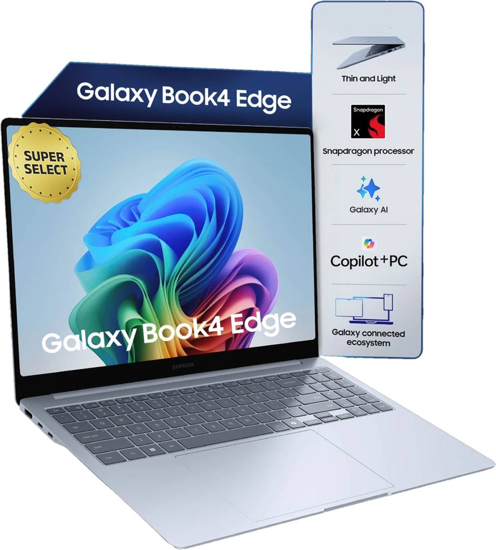 Samsung Galaxy Book4 Edge Series Copilot Ai-pc Full Metal Chasis Snapdragon X - 16 Gb/512 Gb Ssd/Windows 11 Home Np750xqb-ka1in Thin Light Laptop