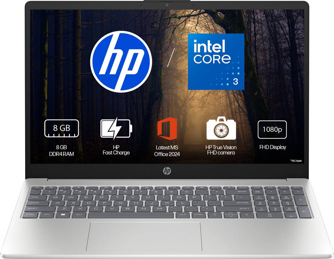 HP 15 (i3 14th Gen) Intel Core 3 100U - (8 GB/512 GB SSD/Windows 11 Home) 15-fd1253TU/ 15-fd1225TU Thin and Light Laptop 15.6 Inch, Natural Silver, 1.