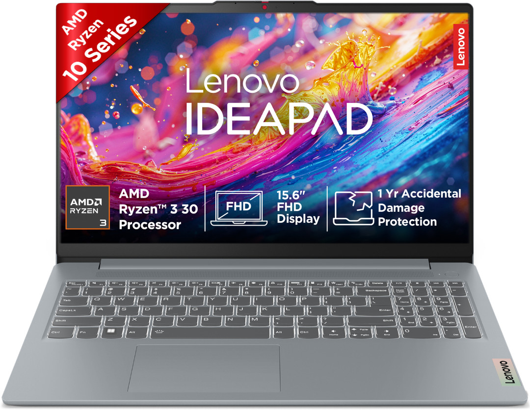 Lenovo IdeaPad Slim 3 AMD Ryzen 3 30 - (16 GB/512 GB SSD/Windows 11 Home) IdeaPad Slim 3 15AMN8 Thin and Light Laptop 15.6 inch, Arctic Grey, 1.62 kg,